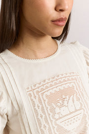 DAMSON MADDER Mabel lace insert blouse white
