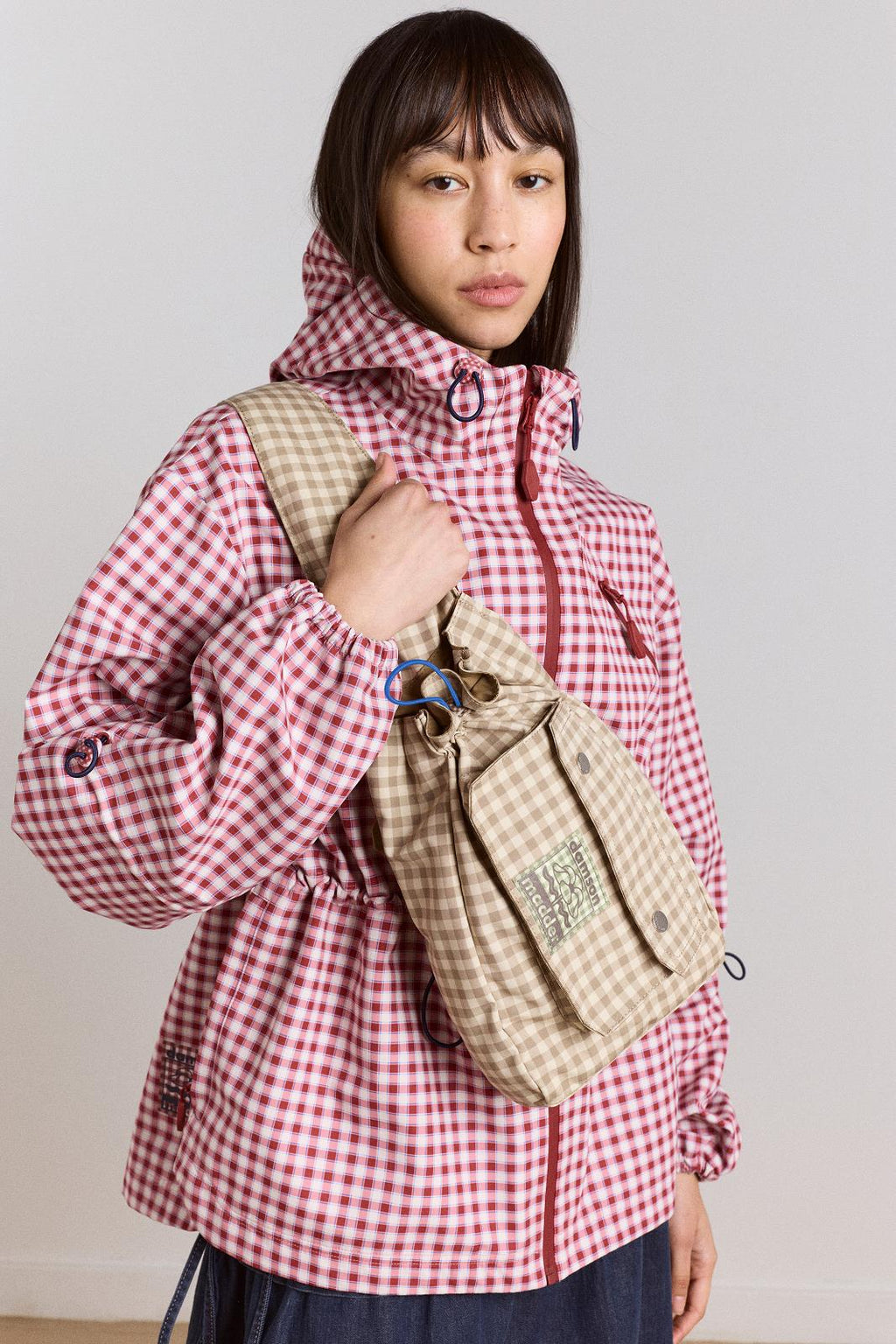 DAMSON MADDER Matilda crossbody bag gingham brown