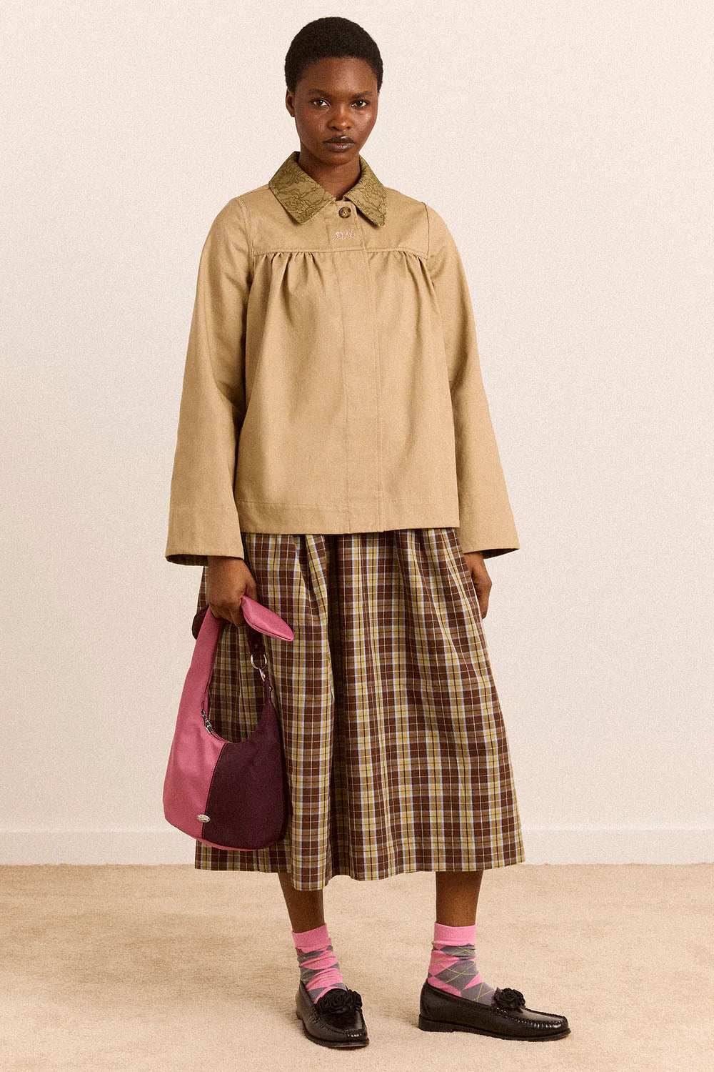 DAMSON MADDER Mini mercedes reversible coat stone brown