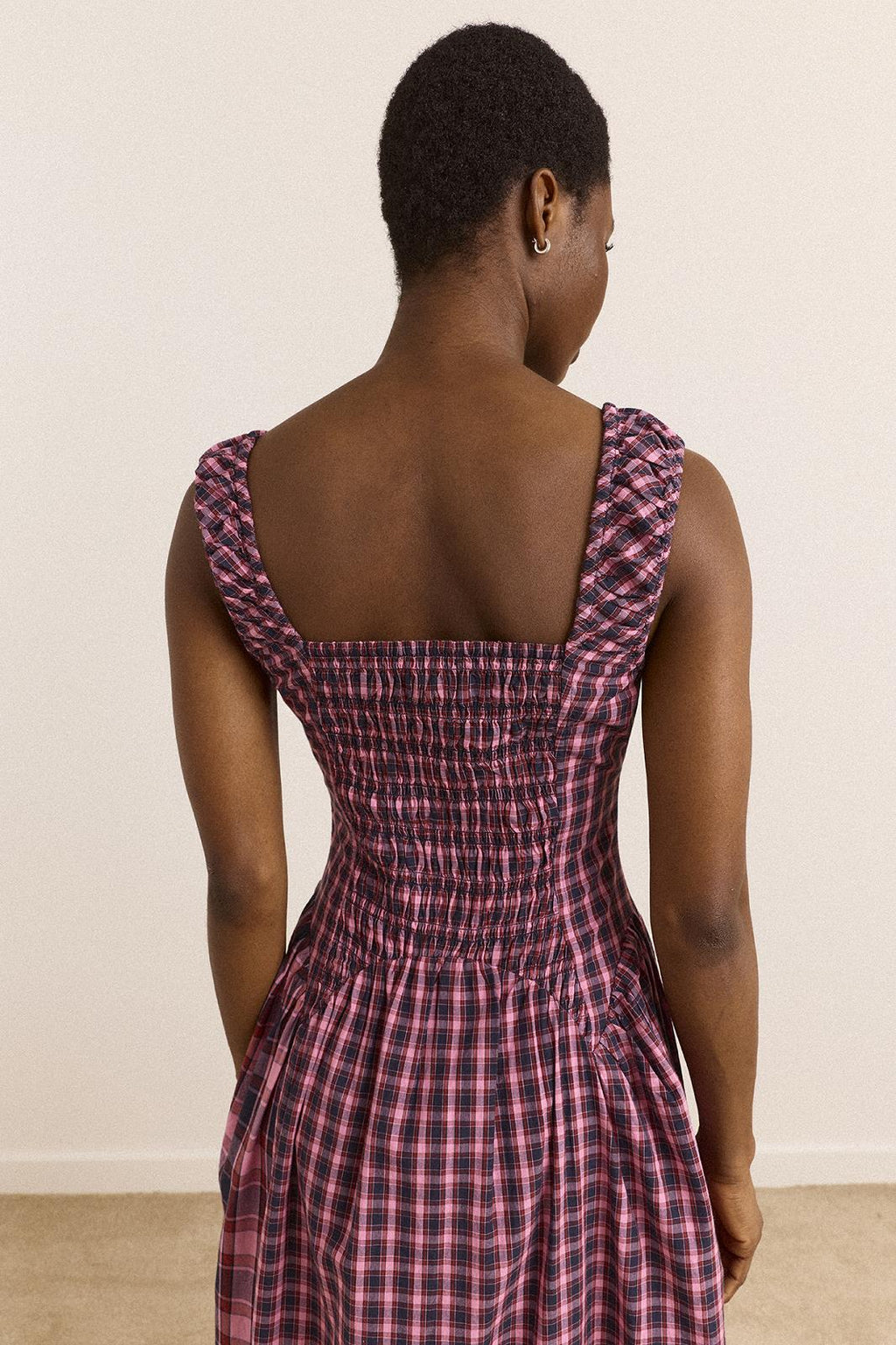 DAMSON MADDER Molly midi dress magenta check