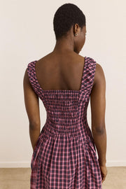 DAMSON MADDER Molly midi dress magenta check
