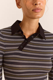 DAMSON MADDER Peyton LS polo multicolor stripe
