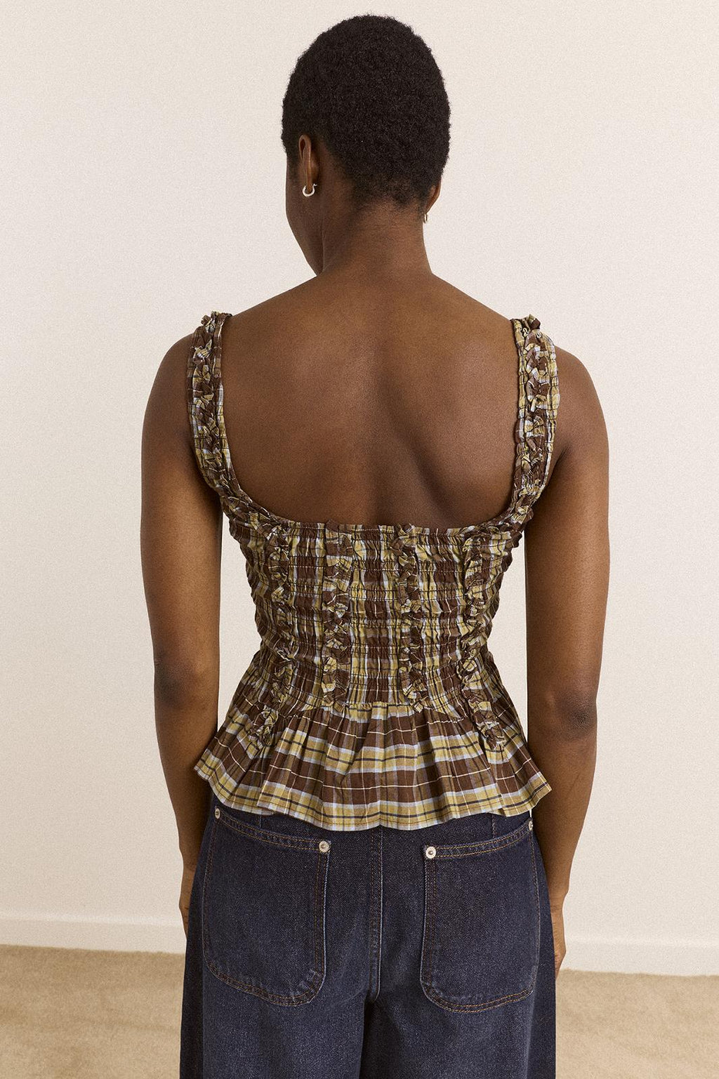 DAMSON MADDER Raphi cami cocoa check