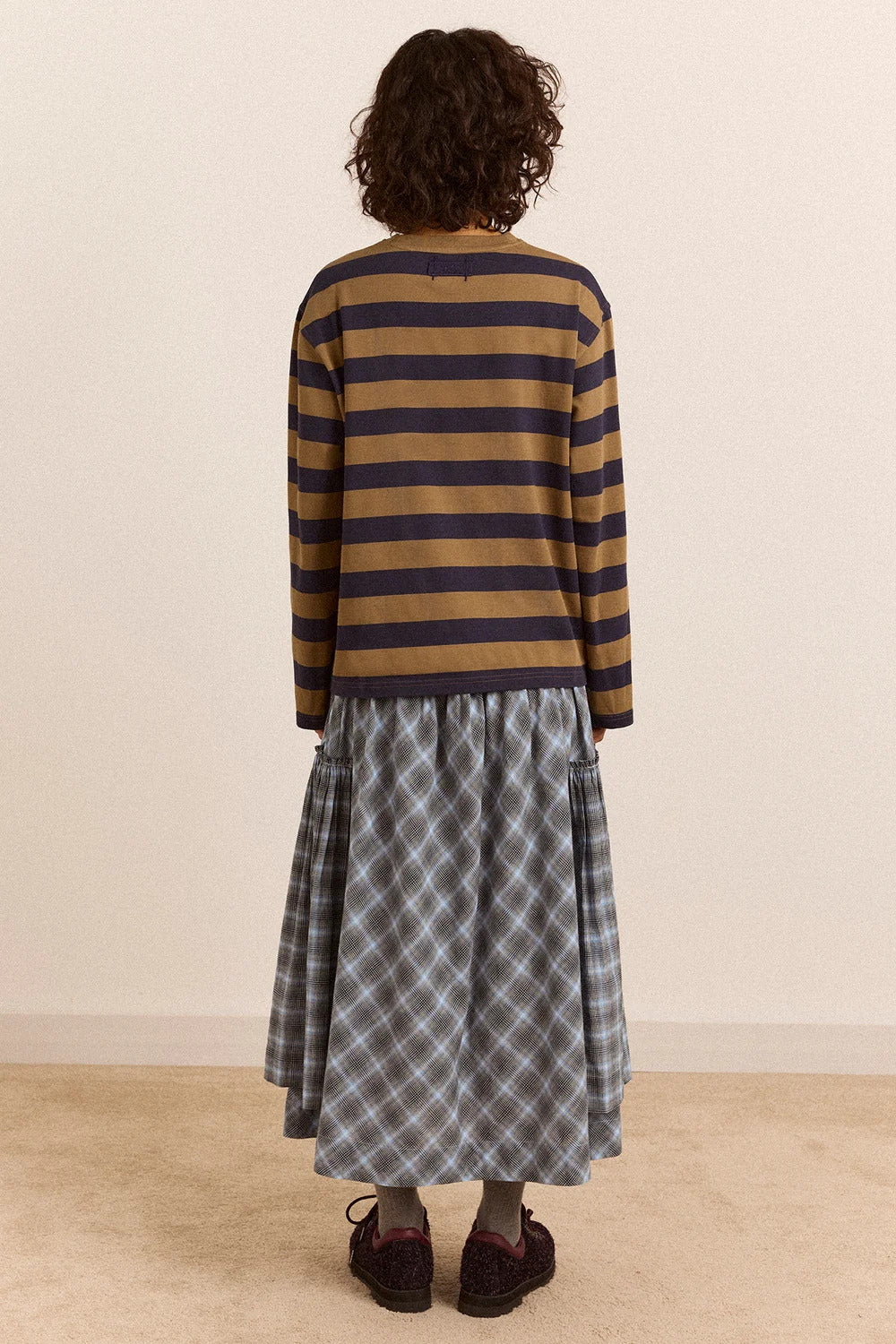 DAMSON MADDER Scottie ls tee olive stripe