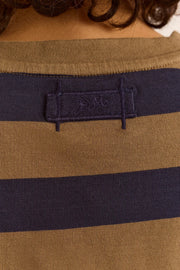 DAMSON MADDER Scottie ls tee olive stripe