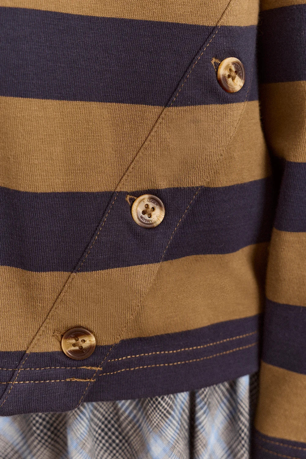 DAMSON MADDER Scottie ls tee olive stripe
