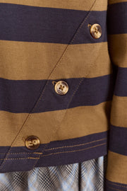 DAMSON MADDER Scottie ls tee olive stripe