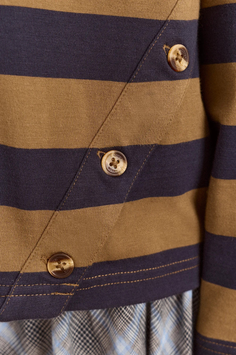DAMSON MADDER Scottie ls tee olive stripe