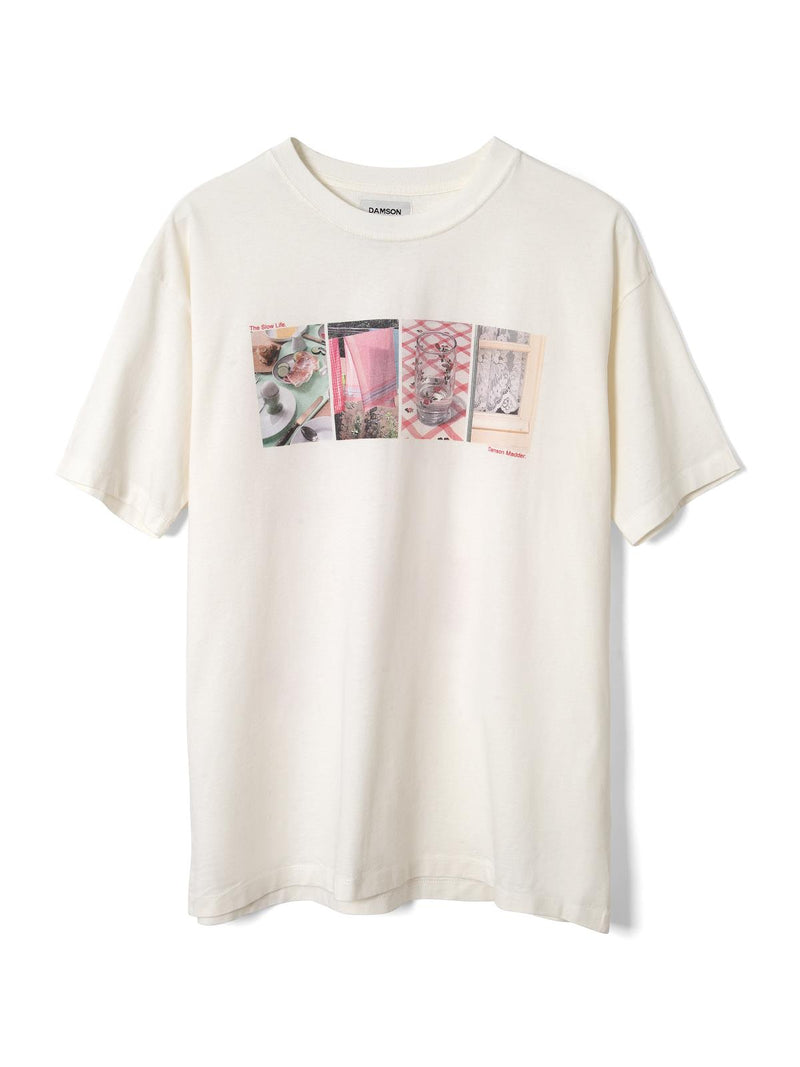 DAMSON MADDER Slow life crossword graphic tee off white