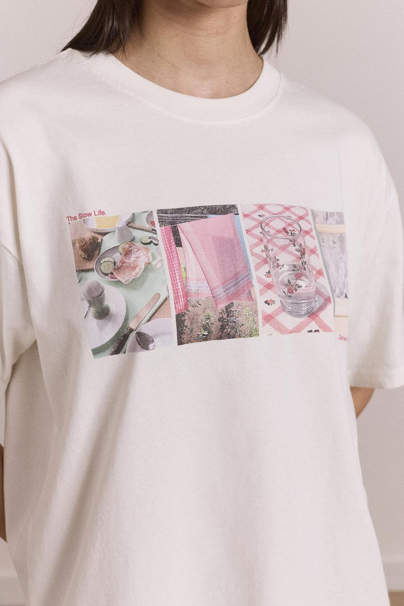 DAMSON MADDER Slow life crossword graphic tee off white