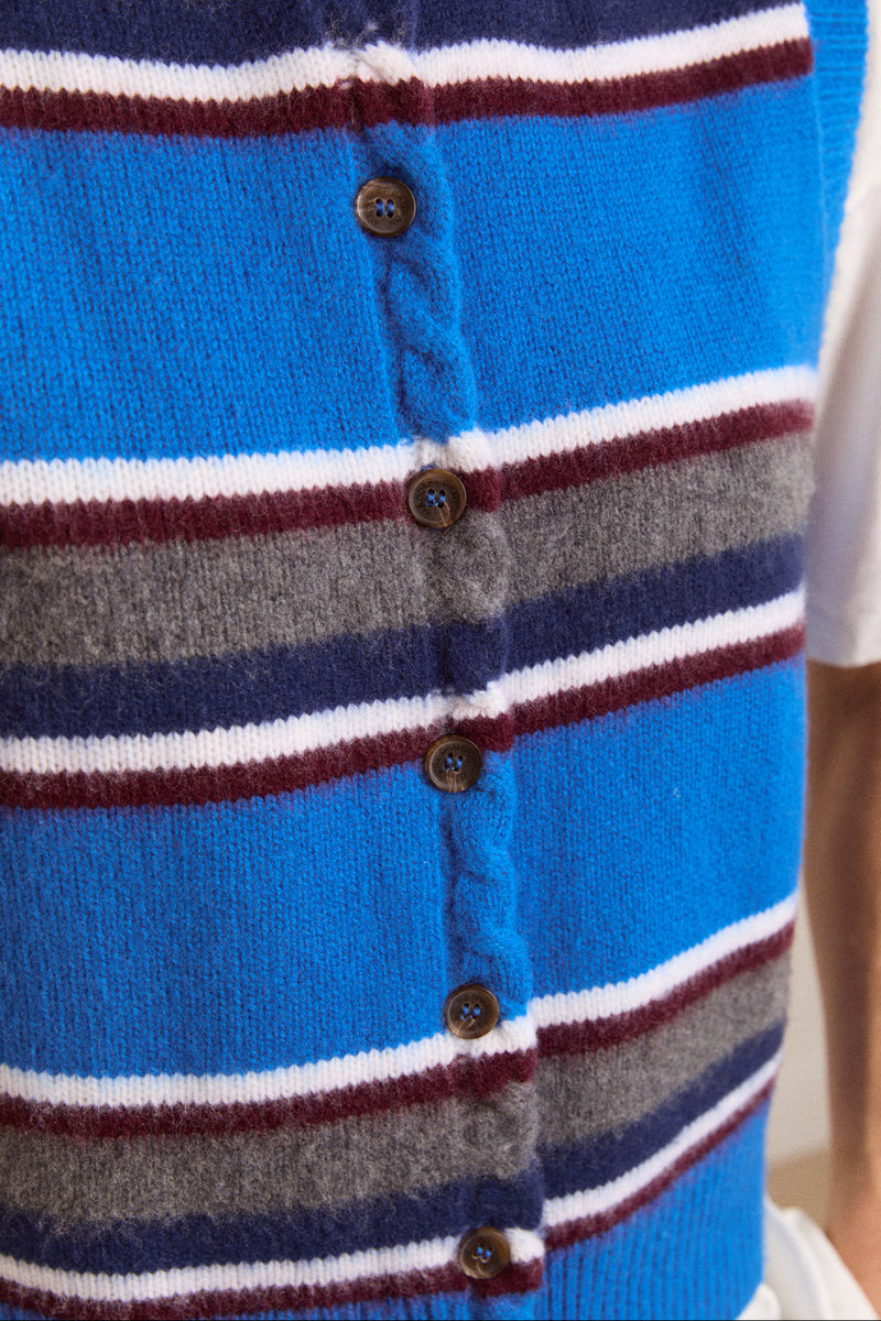 DAMSON MADDER Sofie merino wool vest blue stripe