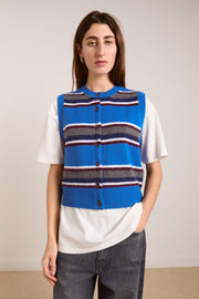 DAMSON MADDER Sofie merino wool vest blue stripe