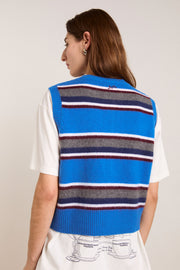 DAMSON MADDER Sofie merino wool vest blue stripe