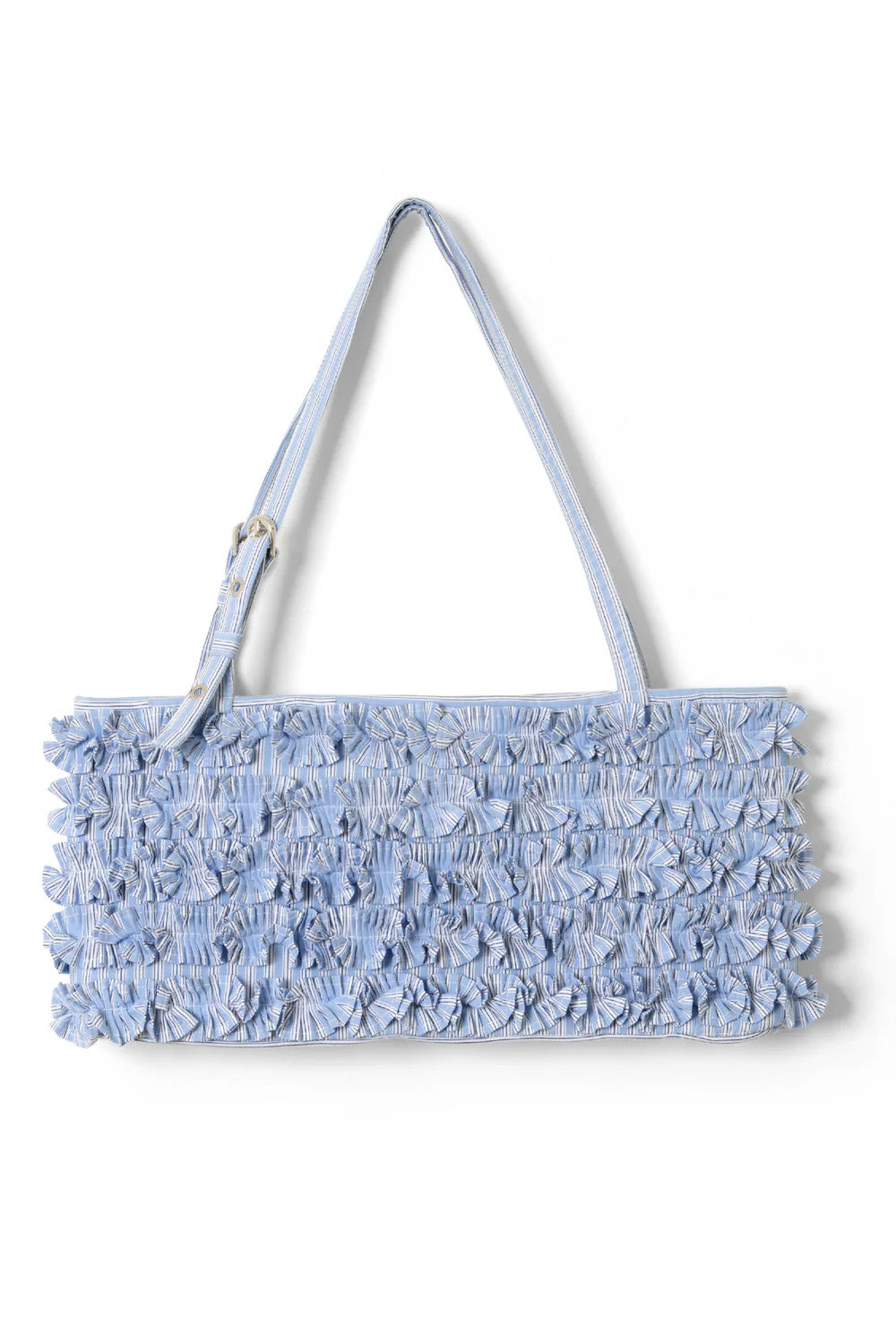 DAMSON MADDER Sophia ruffle baguette bag blue