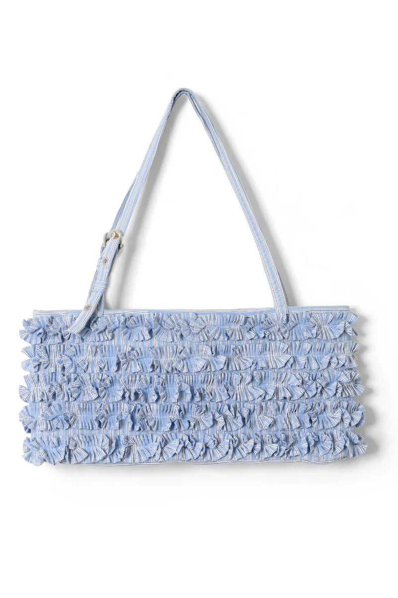 DAMSON MADDER Sophia ruffle baguette bag blue