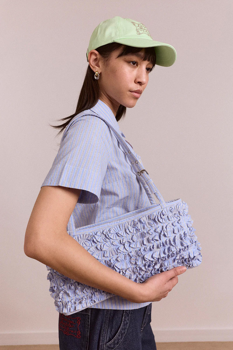 DAMSON MADDER Sophia ruffle baguette bag blue