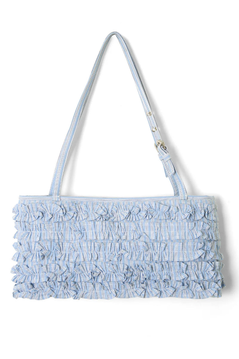 DAMSON MADDER Sophia ruffle baguette bag blue