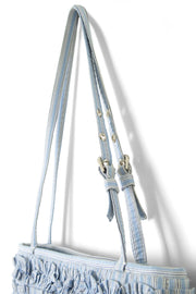 DAMSON MADDER Sophia ruffle baguette bag blue