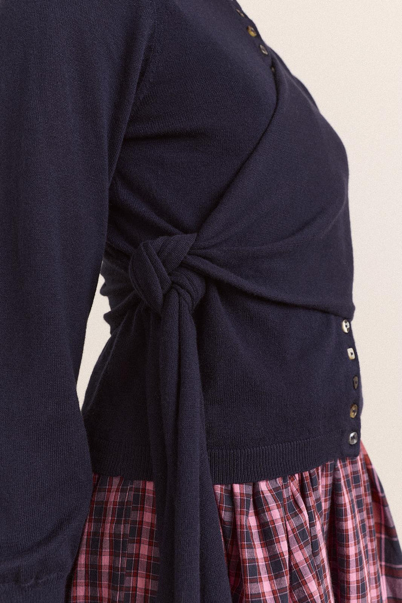 DAMSON MADDER Venna wrap merino wool cardigan navy