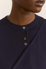 DAMSON MADDER Venna wrap merino wool cardigan navy