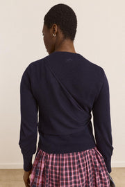 DAMSON MADDER Venna wrap merino wool cardigan navy