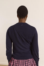 DAMSON MADDER Venna wrap merino wool cardigan navy