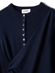 DAMSON MADDER Venna wrap merino wool cardigan navy