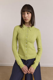 DAMSON MADDER Voula wool and cashmere blend cardigan lime green