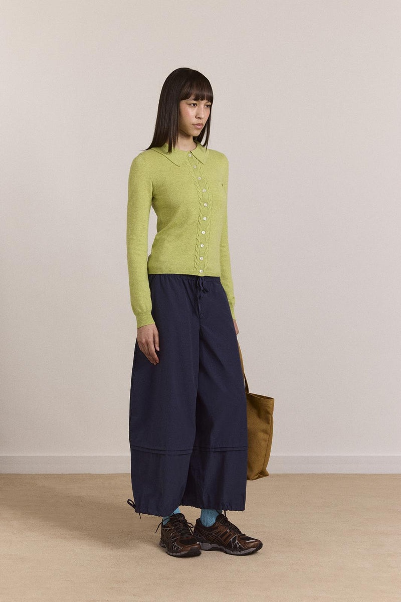 DAMSON MADDER Voula wool and cashmere blend cardigan lime green