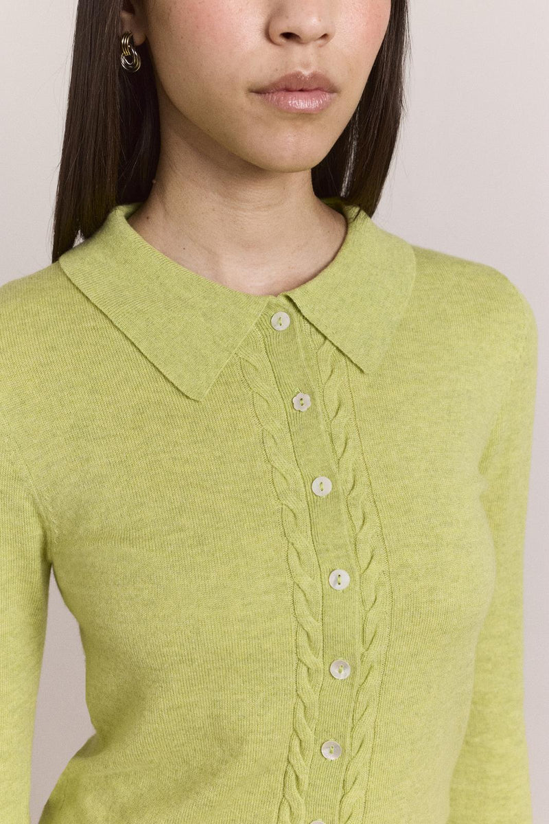DAMSON MADDER Voula wool and cashmere blend cardigan lime green