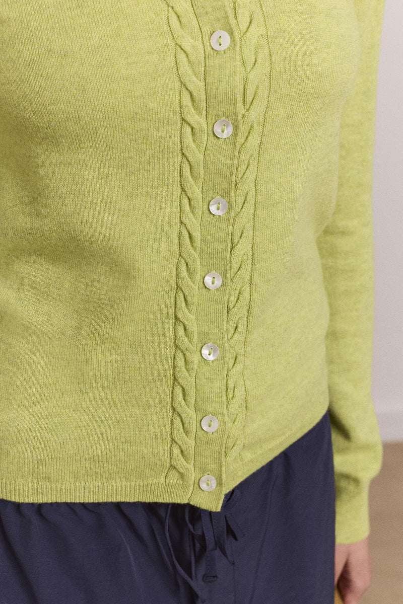 DAMSON MADDER Voula wool and cashmere blend cardigan lime green
