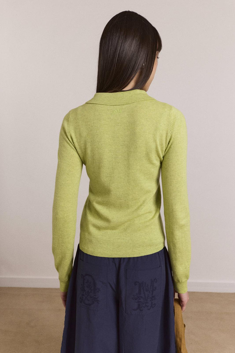 DAMSON MADDER Voula wool and cashmere blend cardigan lime green