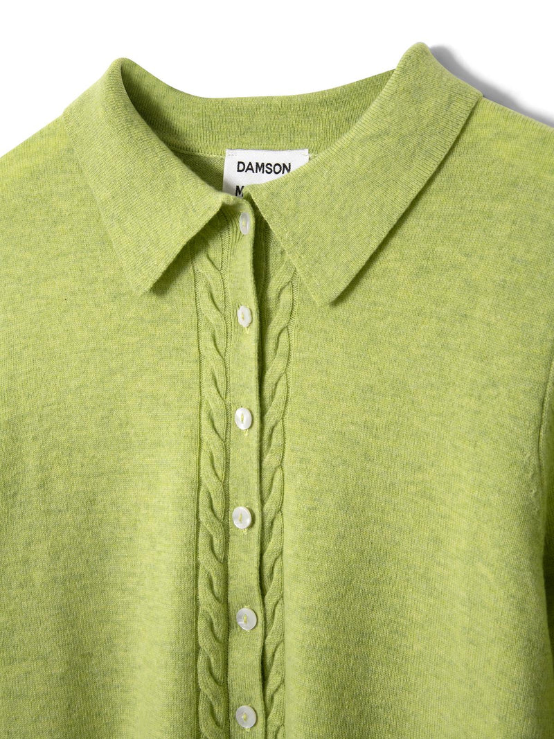 DAMSON MADDER Voula wool and cashmere blend cardigan lime green