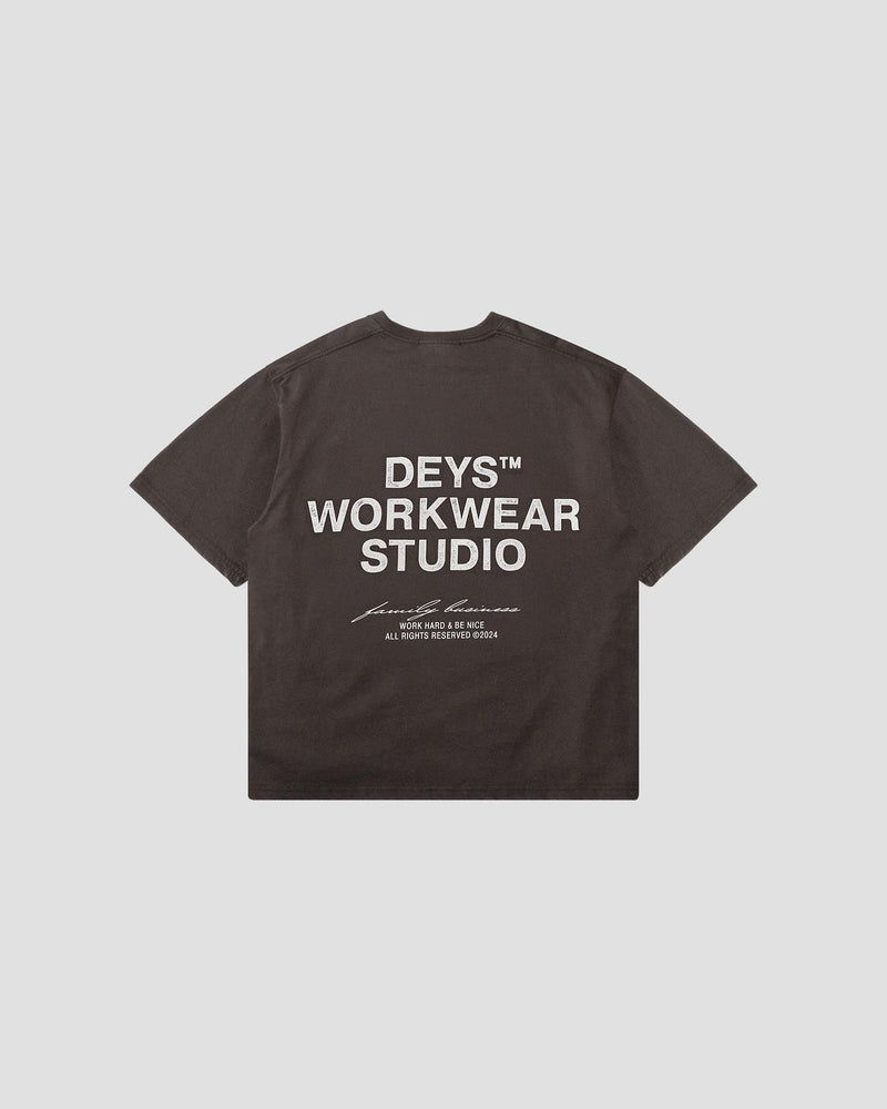 DEYS Workwear Hillside print tee washed brown