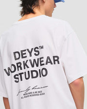 DEYS WORKWEAR Hillside print tee white