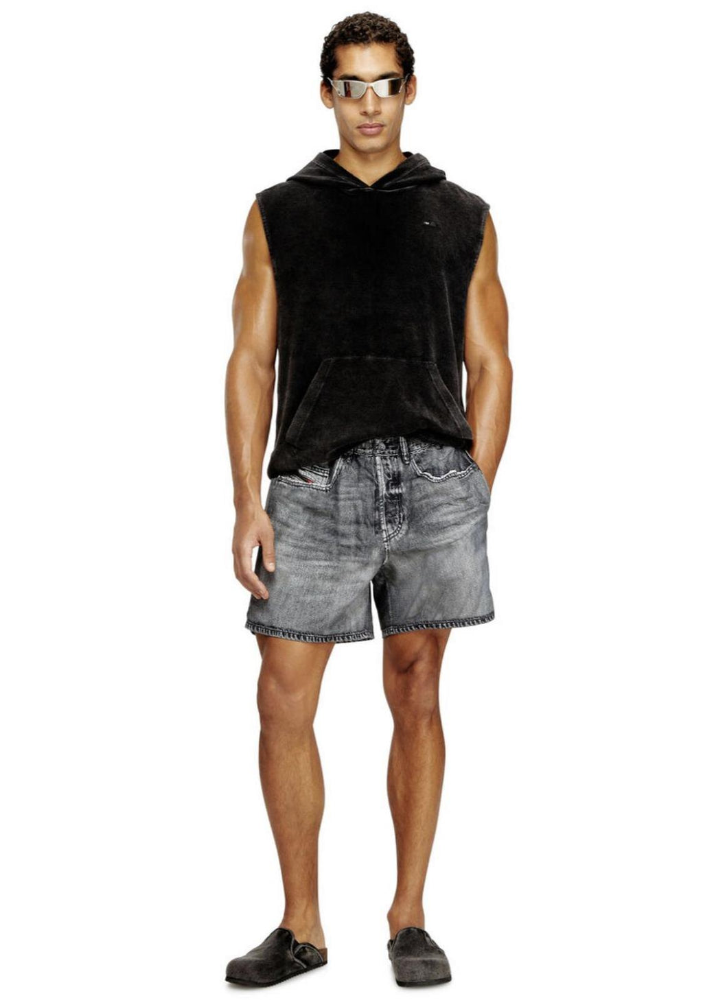 DIESEL Aruba-DNM sleeveles hoodie black