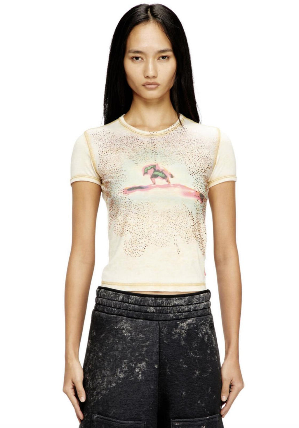DIESEL T-Uncuties-Long-S10 t-shirt beige