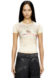 DIESEL T-Uncuties-Long-S10 t-shirt beige