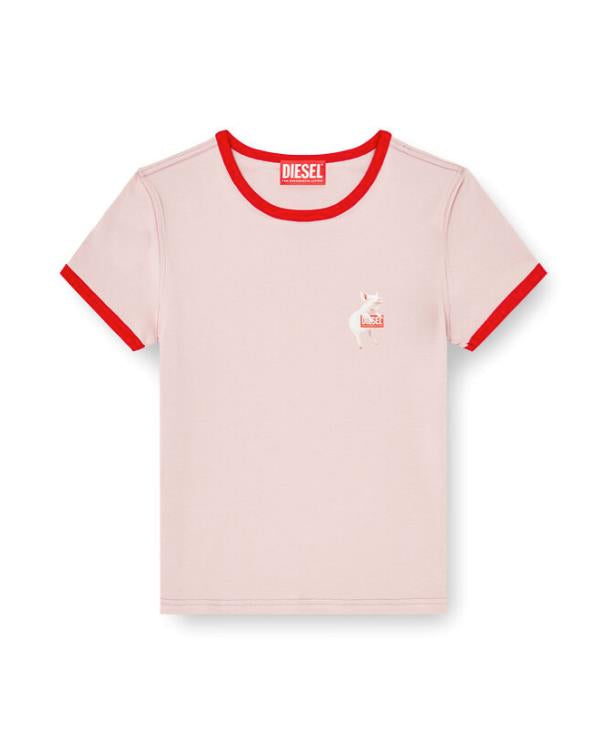 DIESEL T-Uncuties-Long-S12 t-shirt pink red