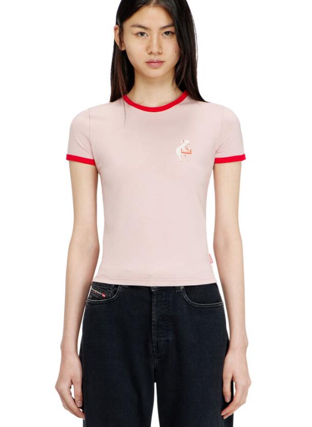 DIESEL T-Uncuties-Long-S12 t-shirt pink red