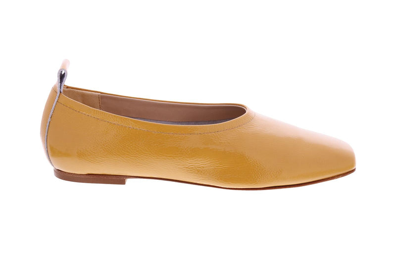 FABIO RUSCONI Square toe ballerinas mustard yellow patent