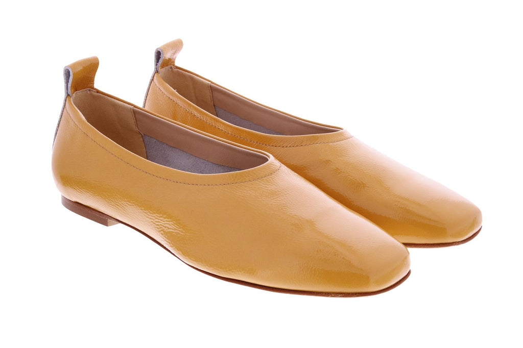FABIO RUSCONI Square toe ballerinas mustard yellow patent