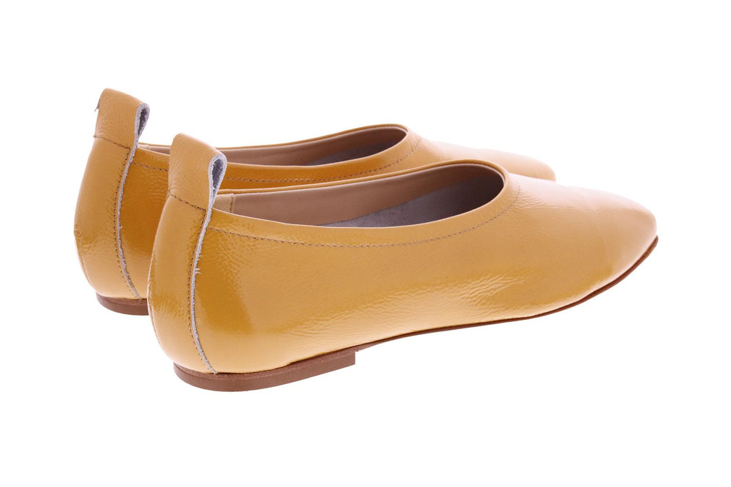 FABIO RUSCONI Square toe ballerinas mustard yellow patent