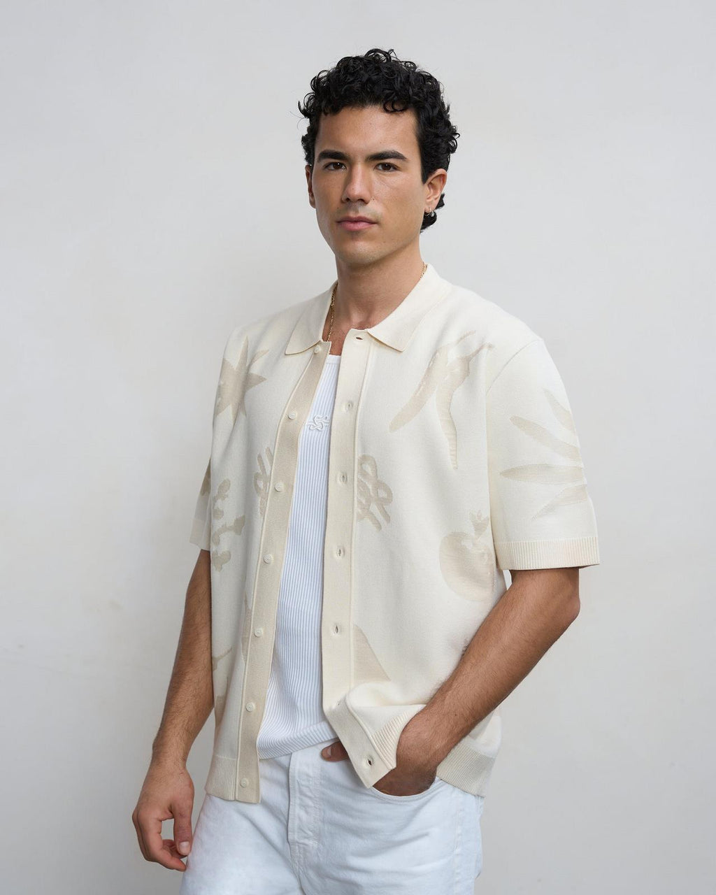 FILLING PIECES Knit shirt breaking bread antique white