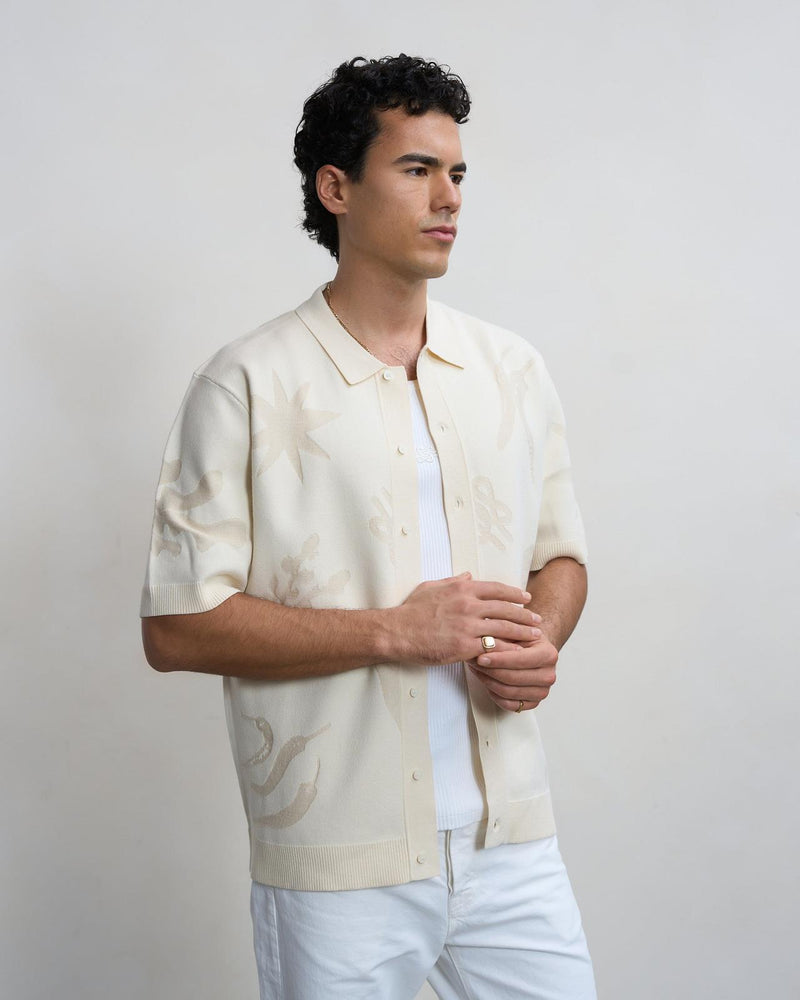 FILLING PIECES Knit shirt breaking bread antique white