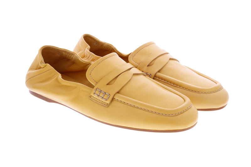 GUGLIELMO ROTTA Satin loafers straw yellow