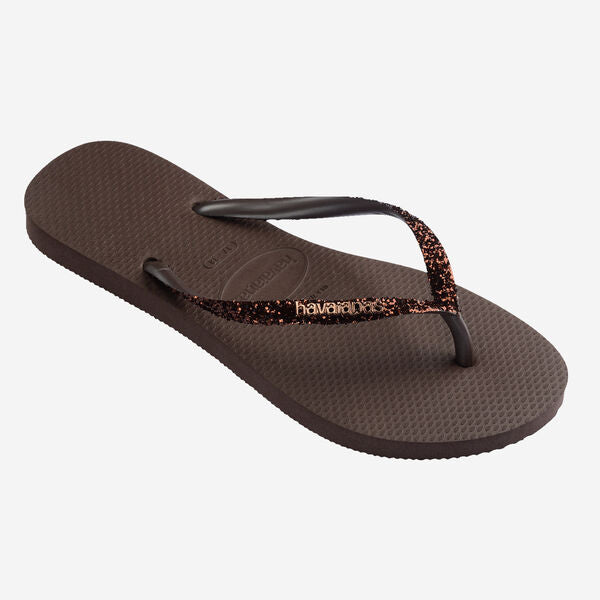 HAVAIANAS Slim glitter II flip flop sandals dark brown
