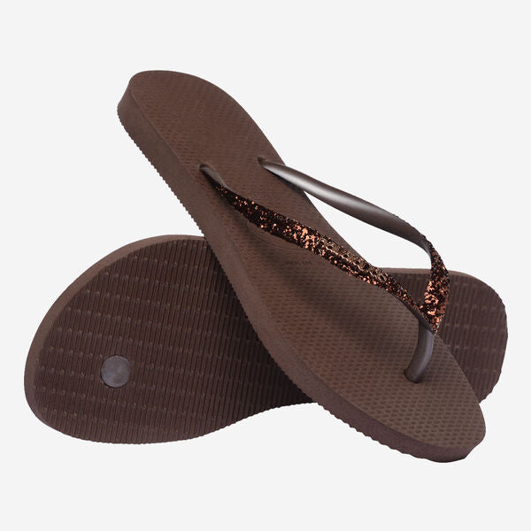 HAVAIANAS Slim glitter II flip flop sandals dark brown