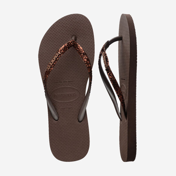 HAVAIANAS Slim glitter II flip flop sandals dark brown