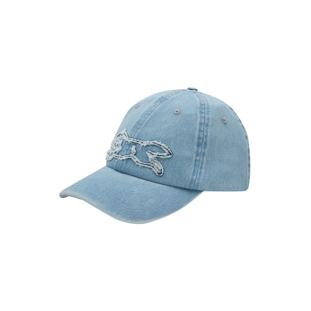 ICECREAM Applique running dog dad cap light wash blue